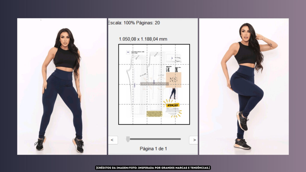 Molde em PDF - Calça Legging Cintura Alta Guida (Calça Legging Estilo Fitness Slim Fit Cós Anatômico Alto Pernas Justas Sem Recortes Laterais Sem Bolsos)