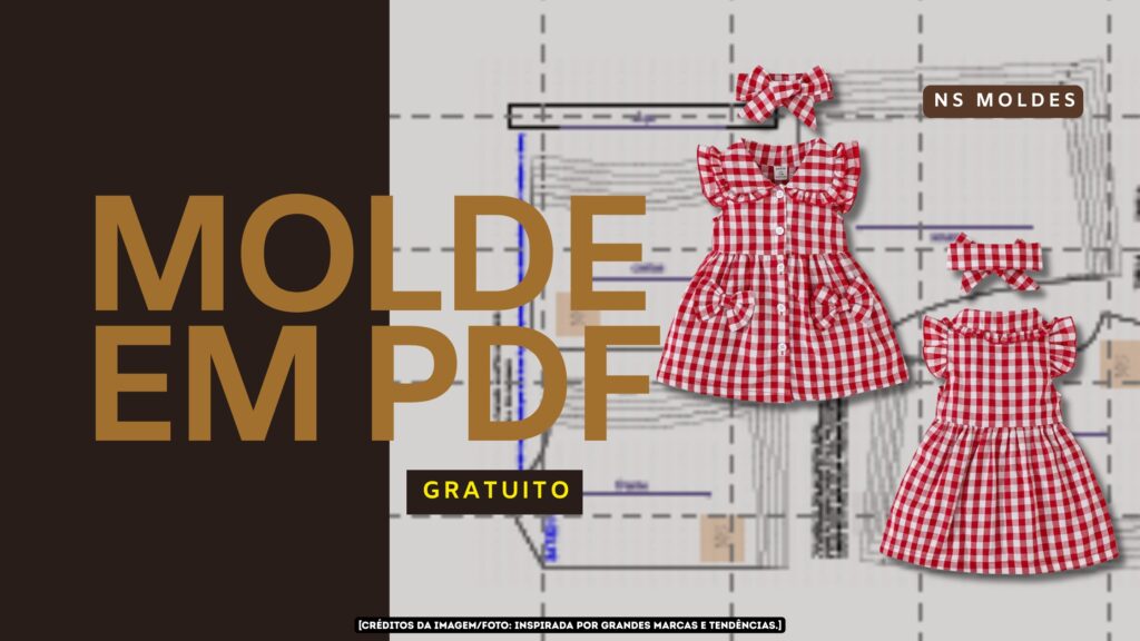 MOLDE EM PDF GRATUITO Vestido Infantil Chemise com Gola Babado [2 ao 14 anos]