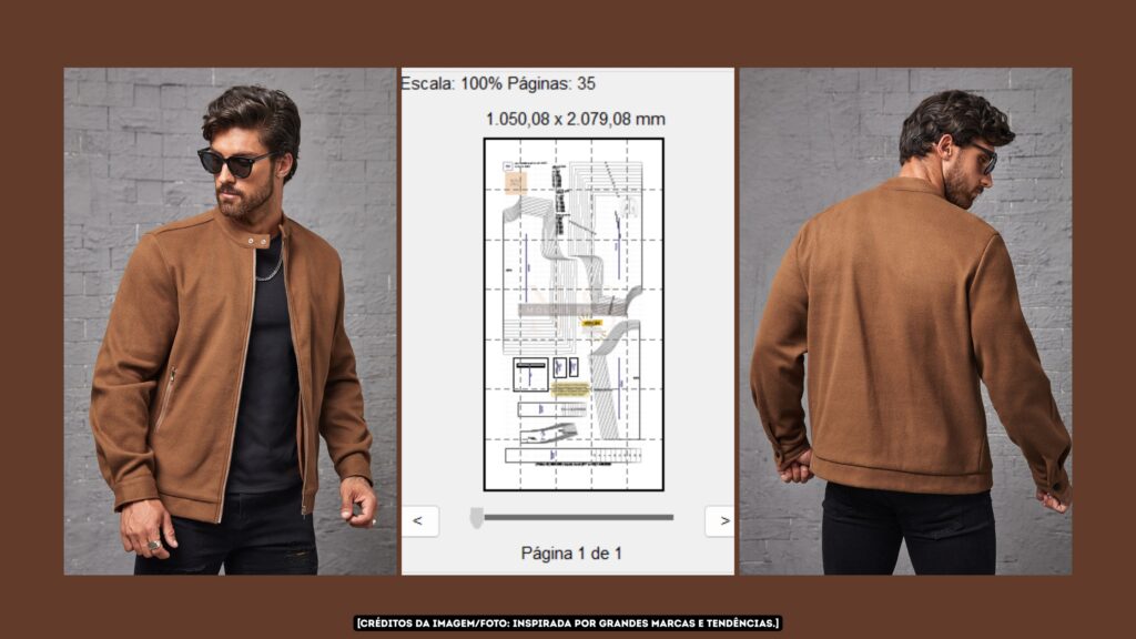 Molde em PDF - Jaqueta Josué (Jaqueta Masculina Estilo Casual Reta Com Gola Padre, Zíper Frontal, Bolsos Embutidos Com Zíper E Punhos Ajustados Por Botão De Pressão)