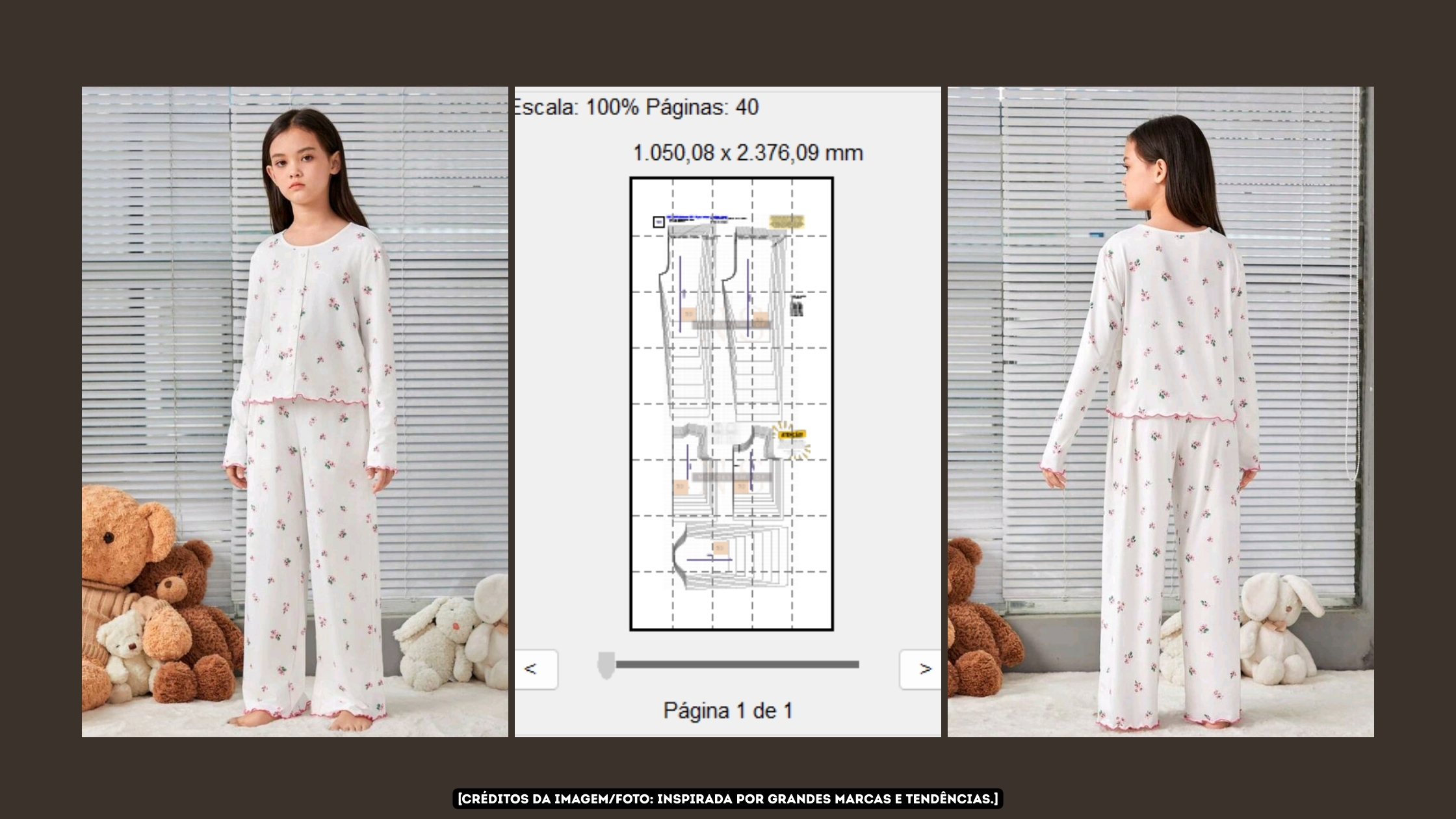 Molde em PDF - Pijama Lettuce Trim Gaby Infantil