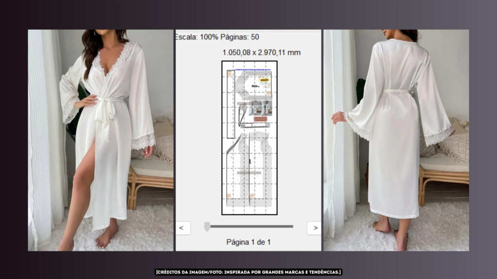 Molde em PDF - Robe Escarlate (Robe Estilo Sensual Longo de Manga Comprida e Decote em V)