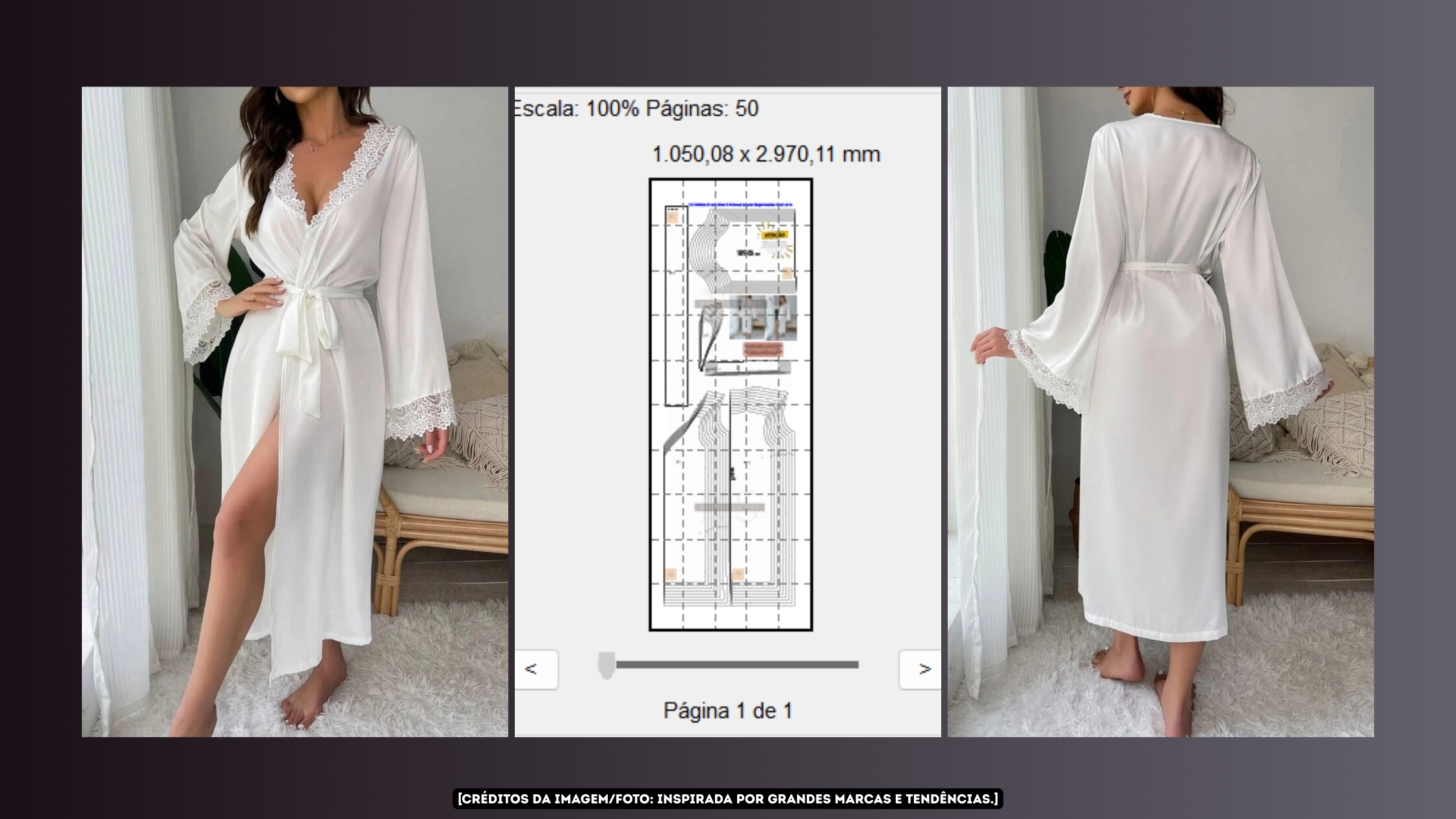 Molde em PDF - Robe Escarlate (Robe Estilo Sensual Longo de Manga Comprida e Decote em V)