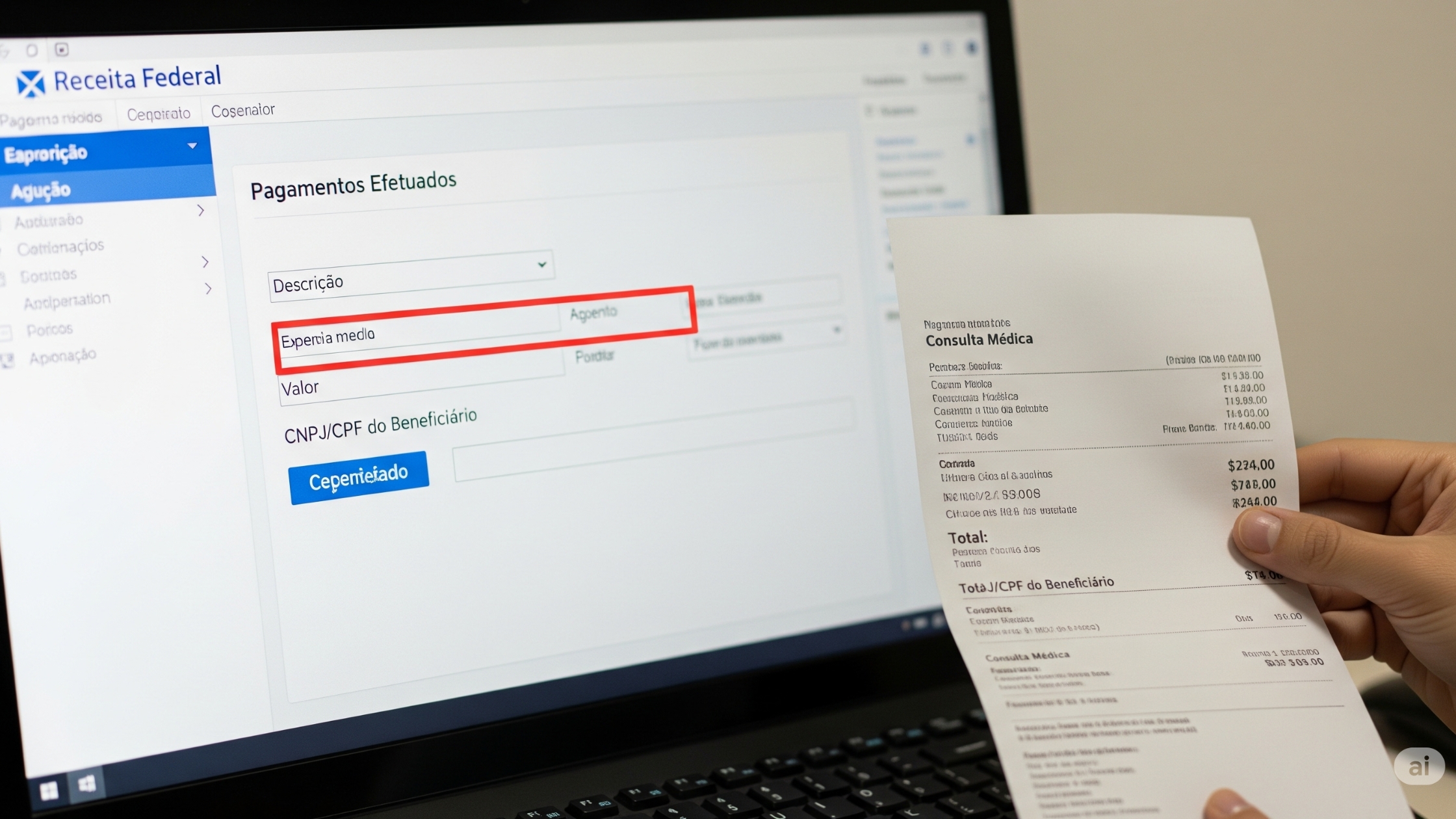 Onde informar as despesas médicas no programa da Receita