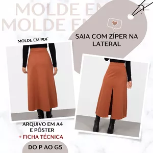 Saia com Zíper na Lateral - Molde em PDF