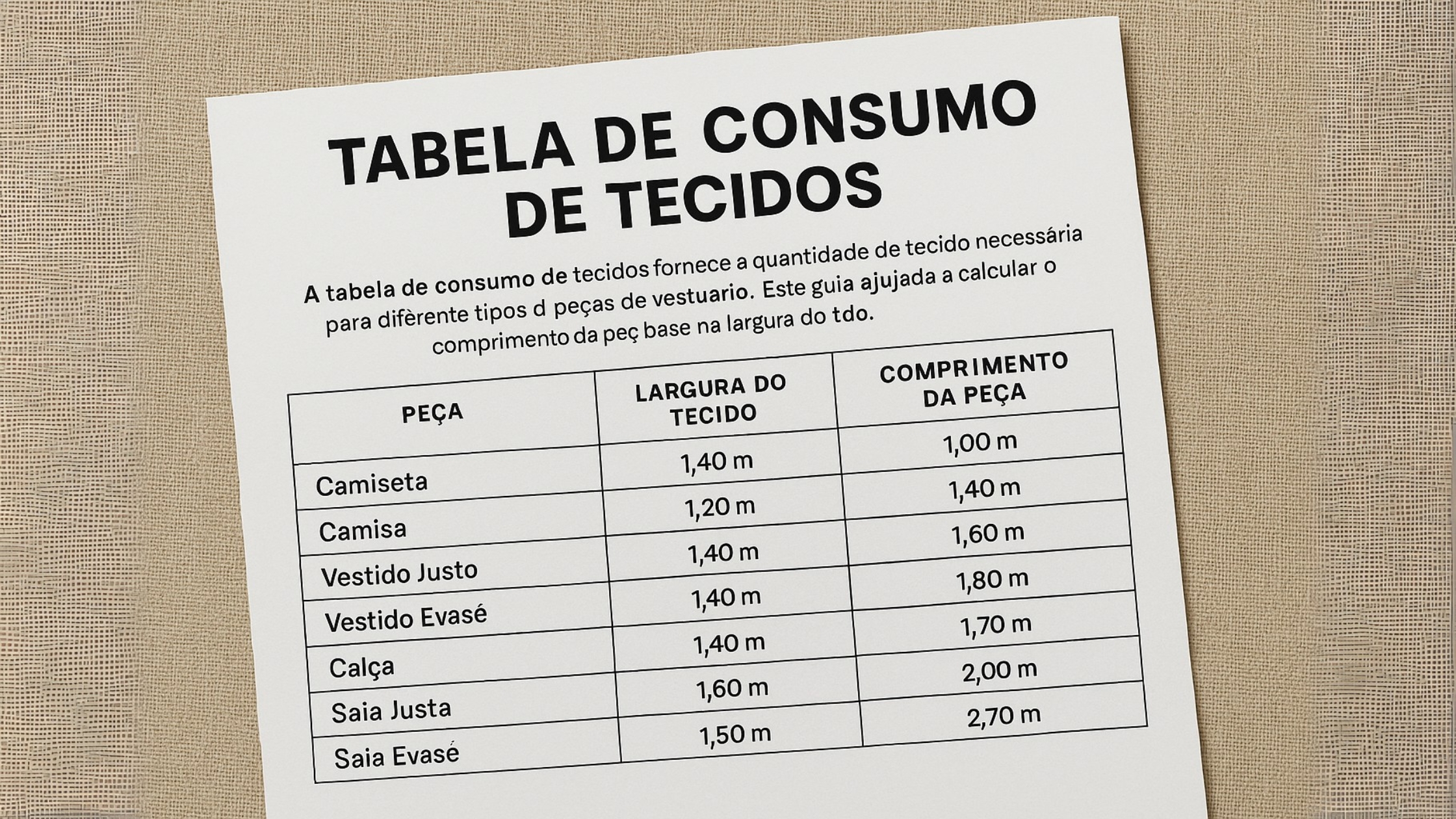 Tabela de Consumo de Tecidos Guia Completo para Costurar sem Erros