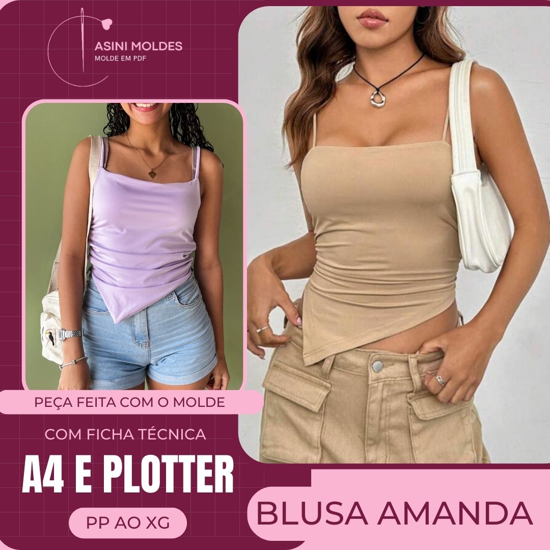 BLUSA AMANDA - Molde em PDF [ COM TUTORIAL DE COSTURA ]