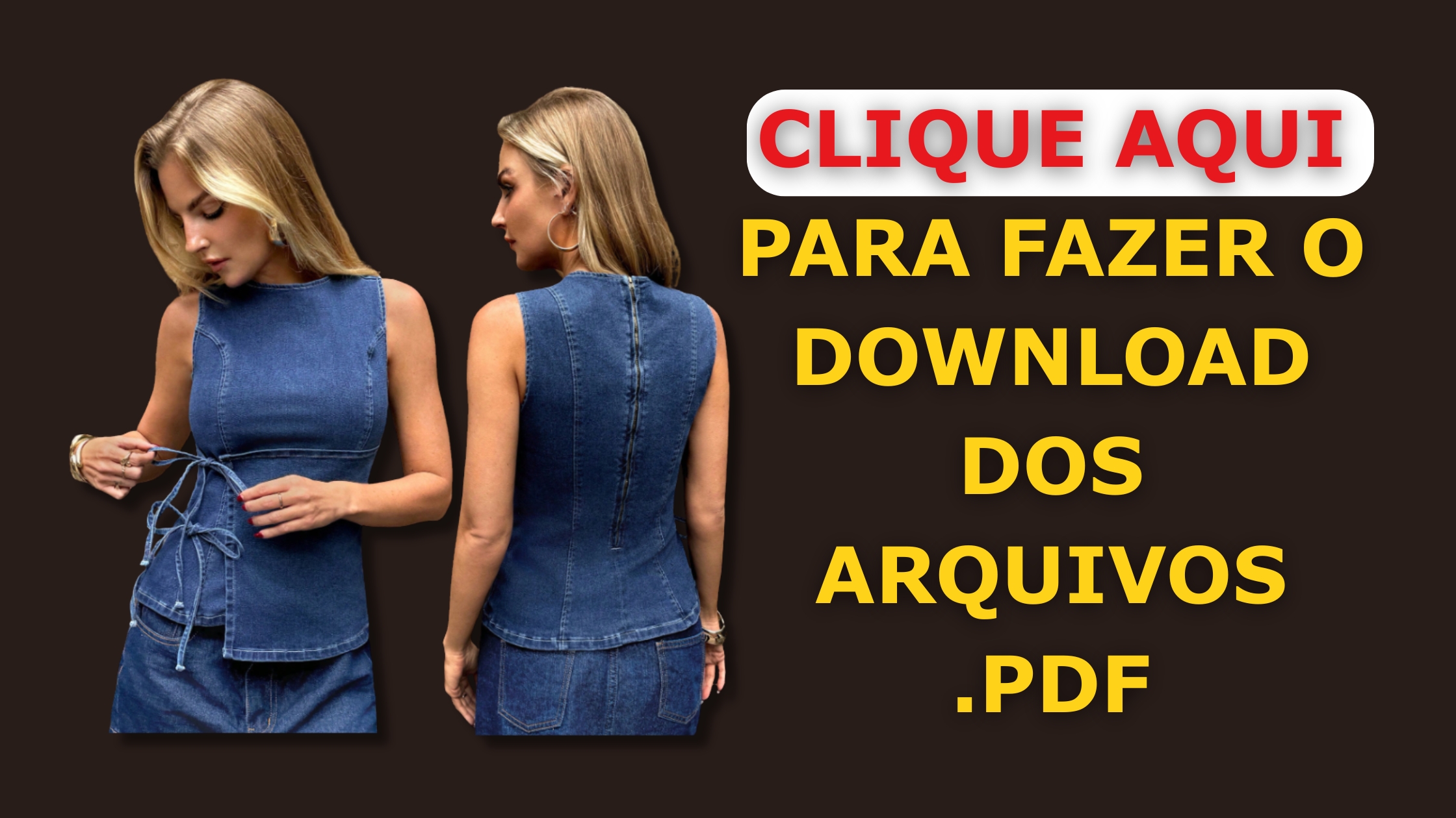 Baixar Molde em PDF Blusa Regata Ajustável com Amarração Lateral (PP ao XG)