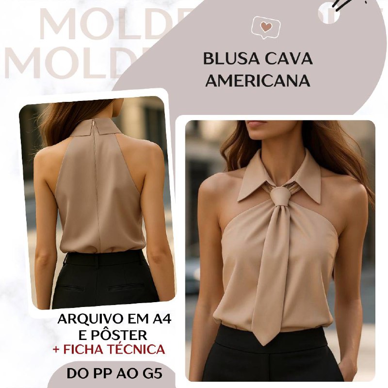 Blusa Cava Americana - Molde em PDF