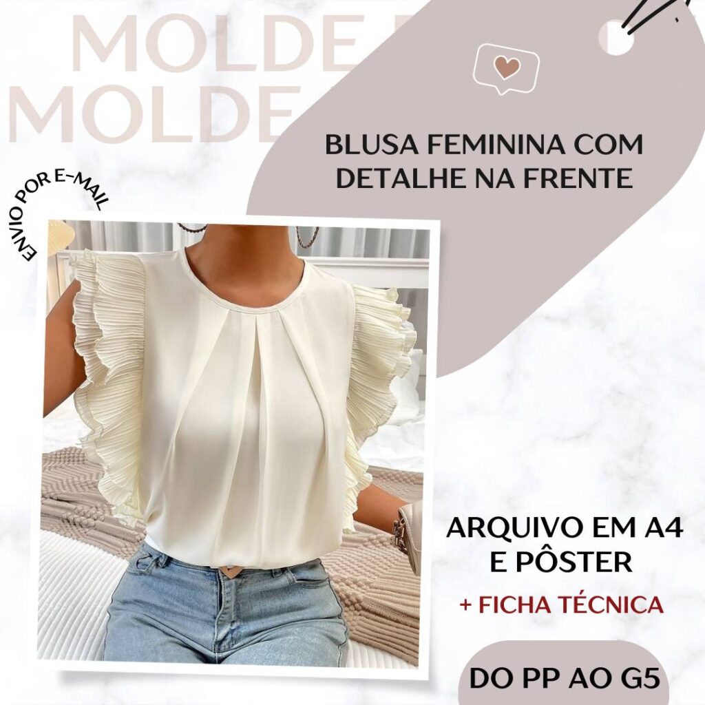 Blusa Feminina com Detalhe na Frente - Molde em PDF