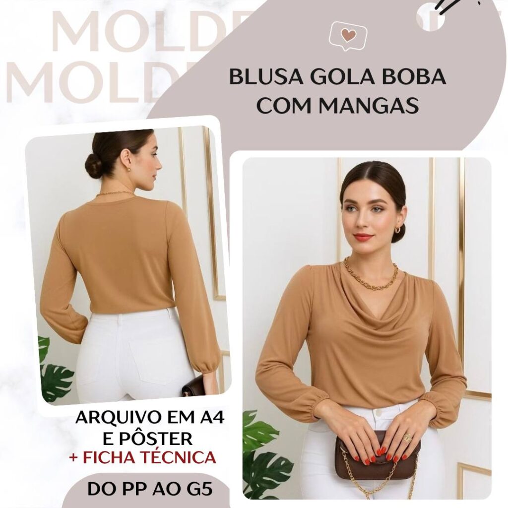 Blusa Gola Boba com Mangas - Molde em PDF