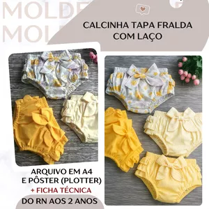 Calcinha Tapa Fralda com Laço - Molde em PDF