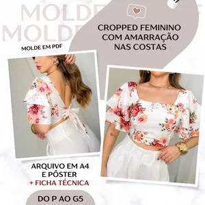Cropped Feminino com Amarração nas Costas - Molde em PDF
