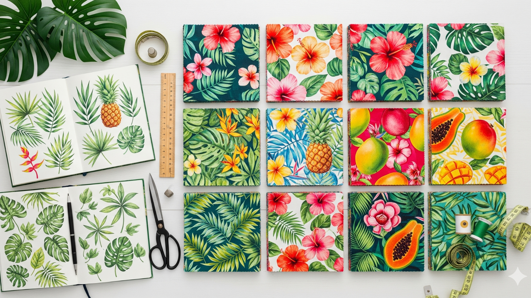 Estampas tropicais e botânicas