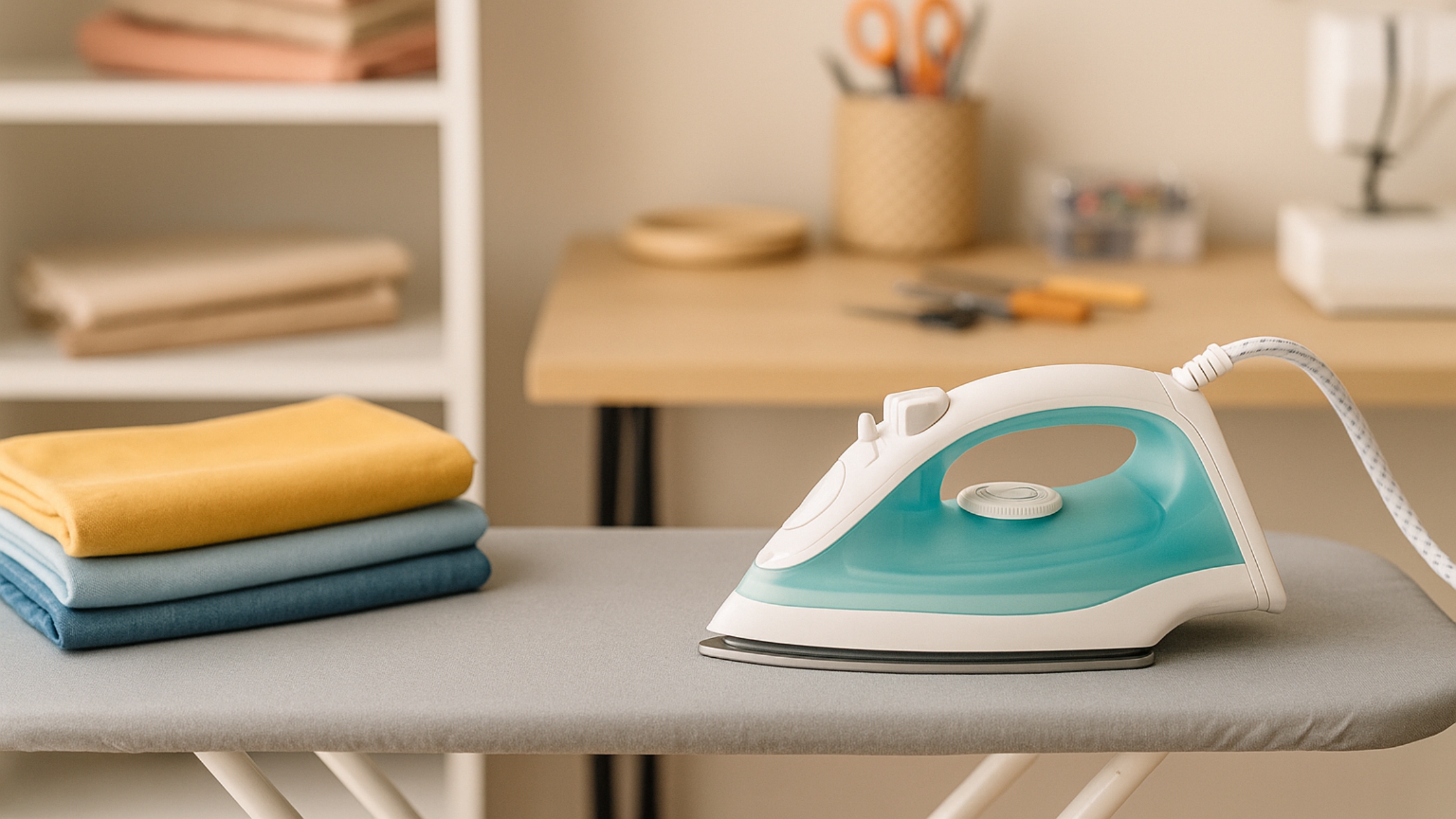 Ferro de passar e tábua compacta