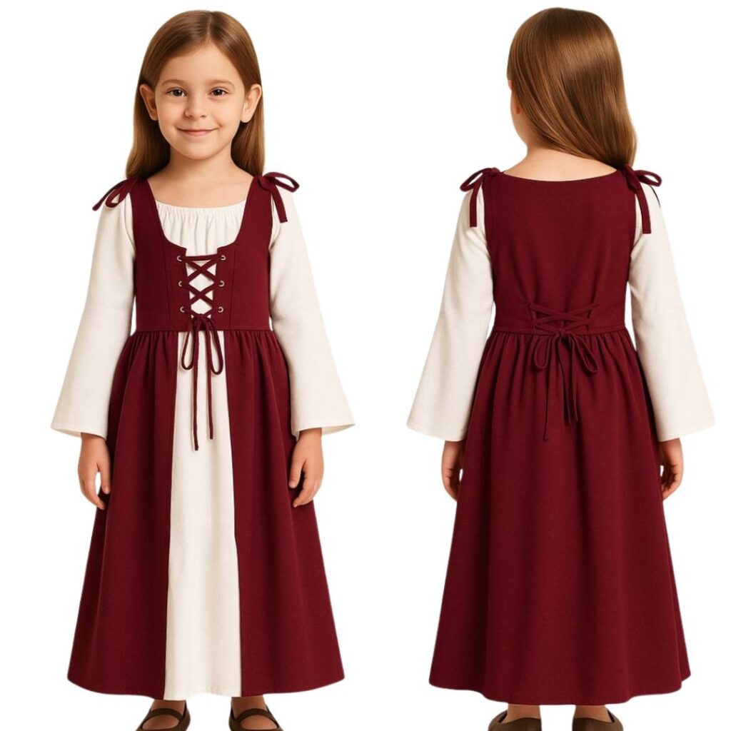 MOLDE EM PDF VESTIDO MEDIEVAL INFANTIL REF 4493 - GRADE 1 A 14 ANOS