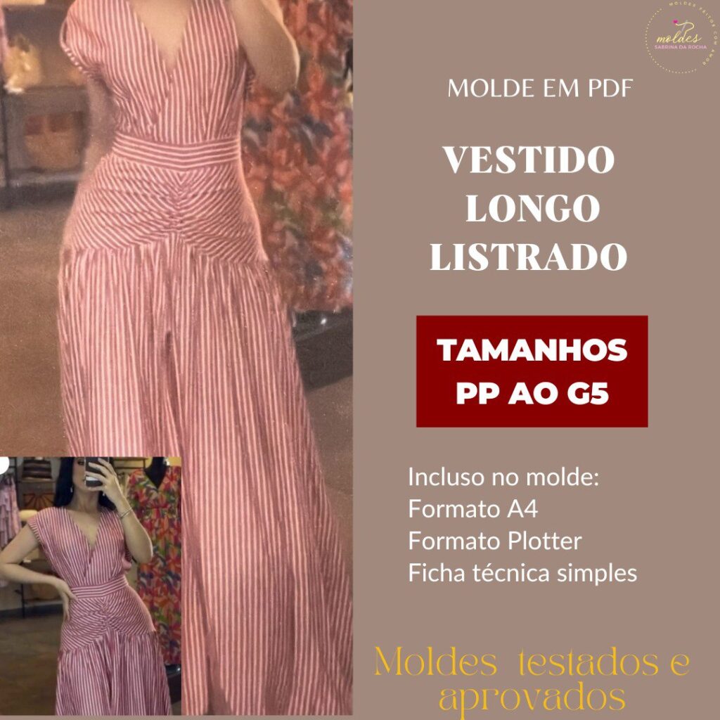 Molde Vestido Longo Listrado