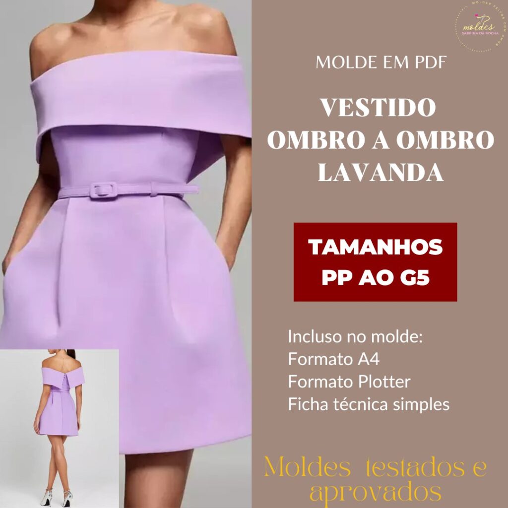 Molde Vestido Ombro a Ombro Lavanda