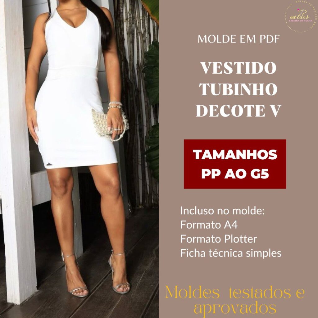 Molde Vestido Tubinho Decote V