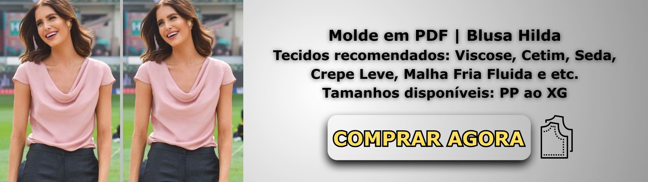 Molde em PDF - Blusa Hilda (Blusa Estilo Casual Decote Drapeado “Cowl Neck” com Manga Japonesa Curta)