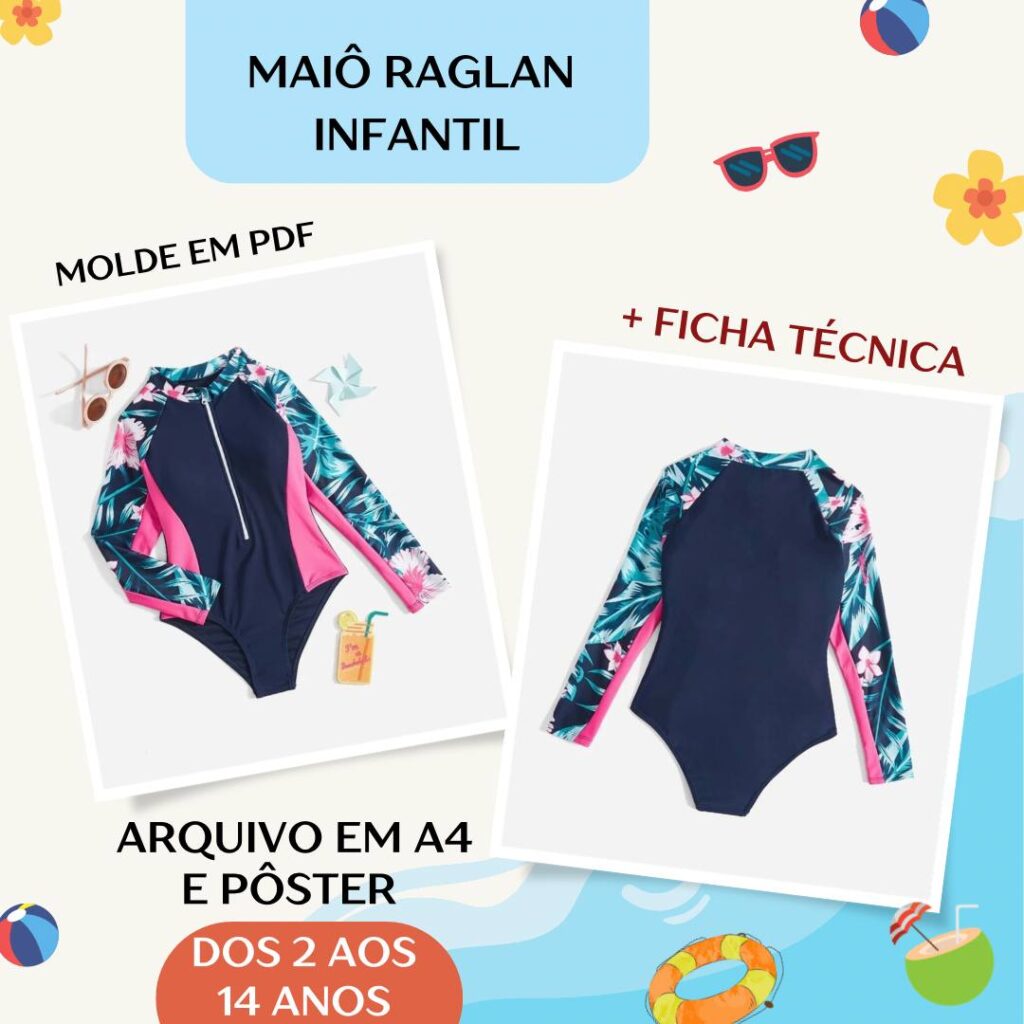 Molde em PDF - Maiô Raglan Infantil
