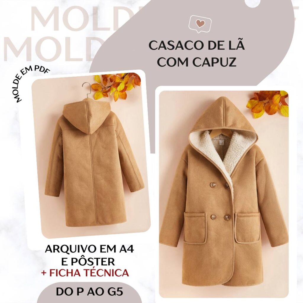 Molde em Pdf - Casaco de Lã com Capuz