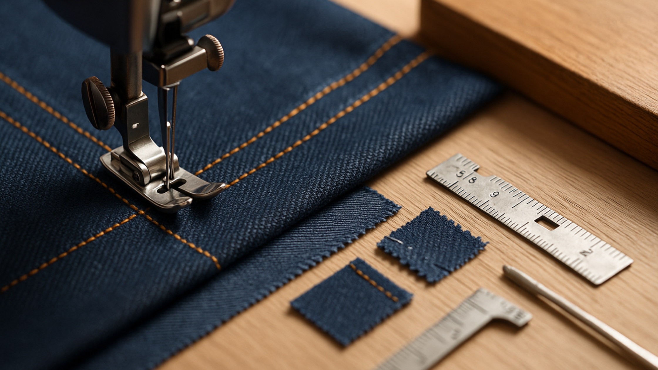 Pesponto linhas retas, paralelas e sem ondular