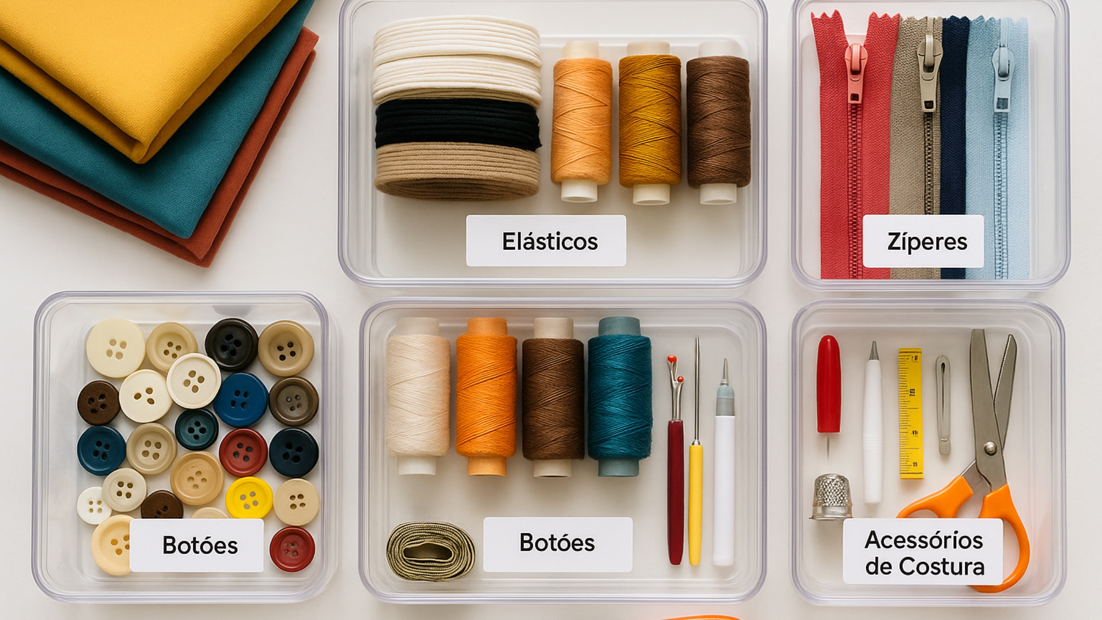 Use caixas transparentes e etiquetadas