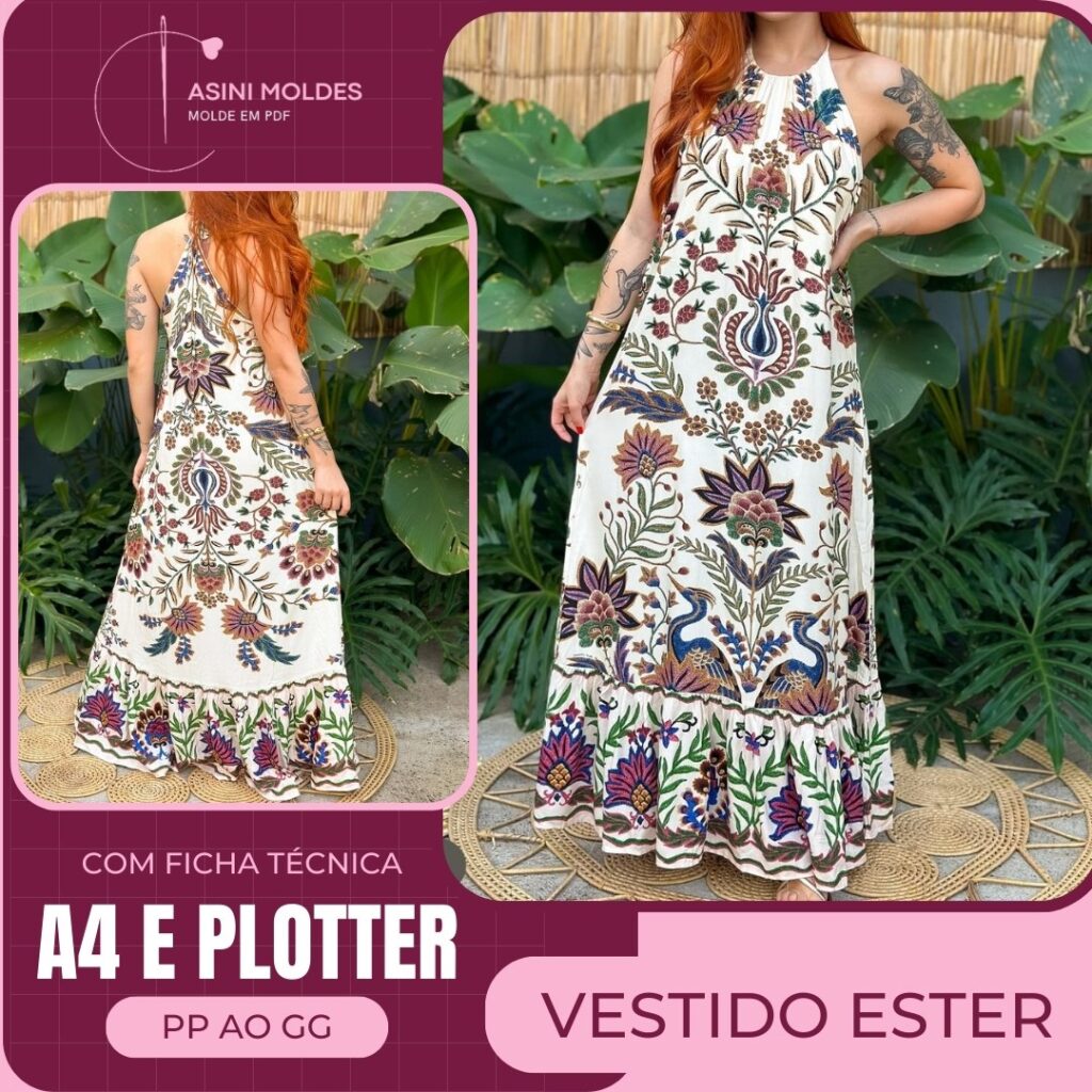 VESTIDO ESTER - Molde em PDF