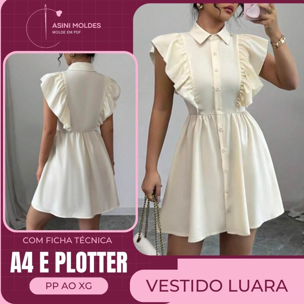 VESTIDO LUARA - Molde em PDF
