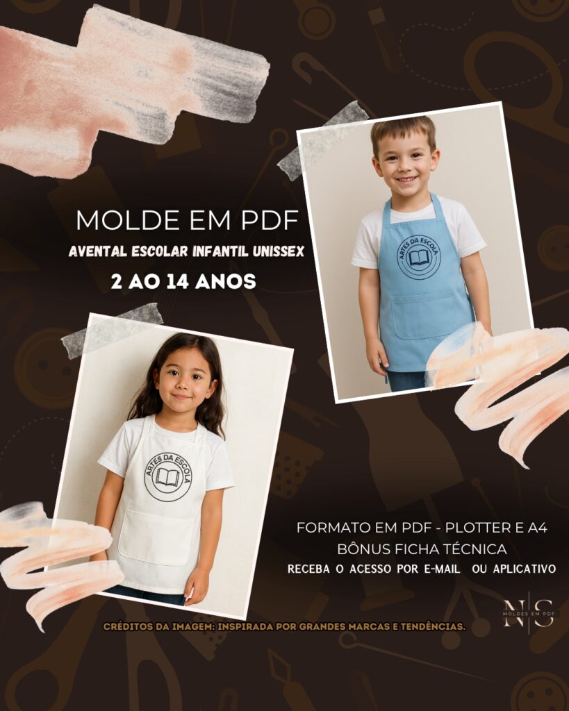 Molde em PDF - Avental Escolar Infantil Unissex