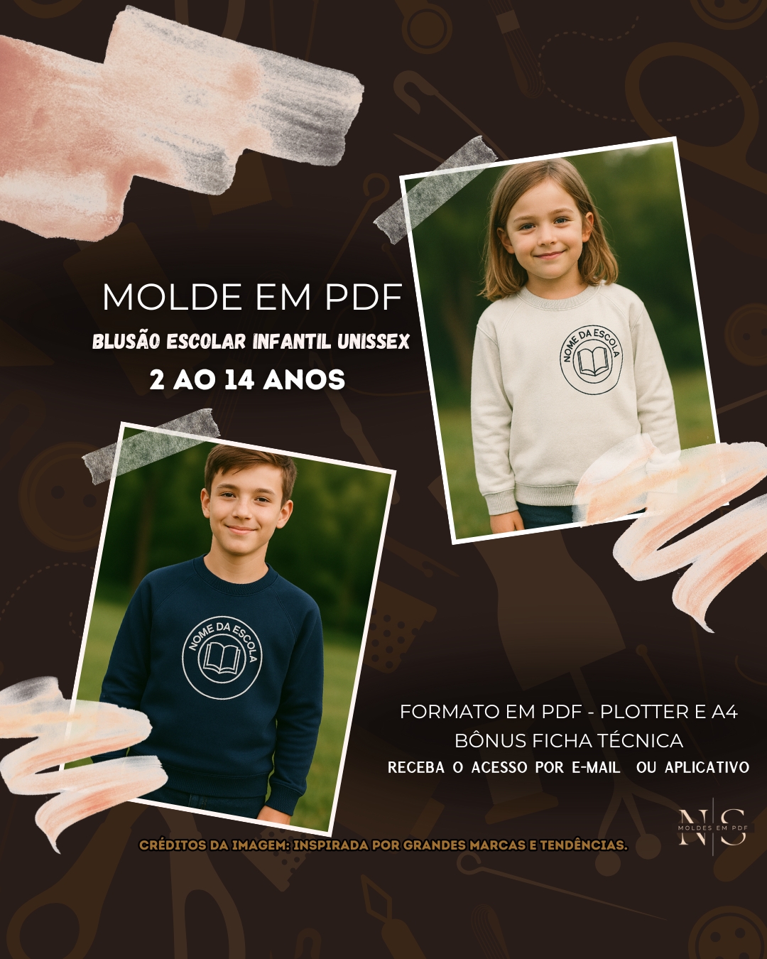 Molde em PDF - Blusão Escolar Infantil Unissex [2 ao 14 anos]