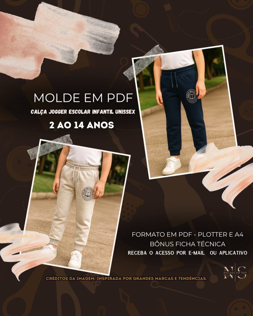 Molde em PDF - Calça Jogger Escolar Infantil Unissex