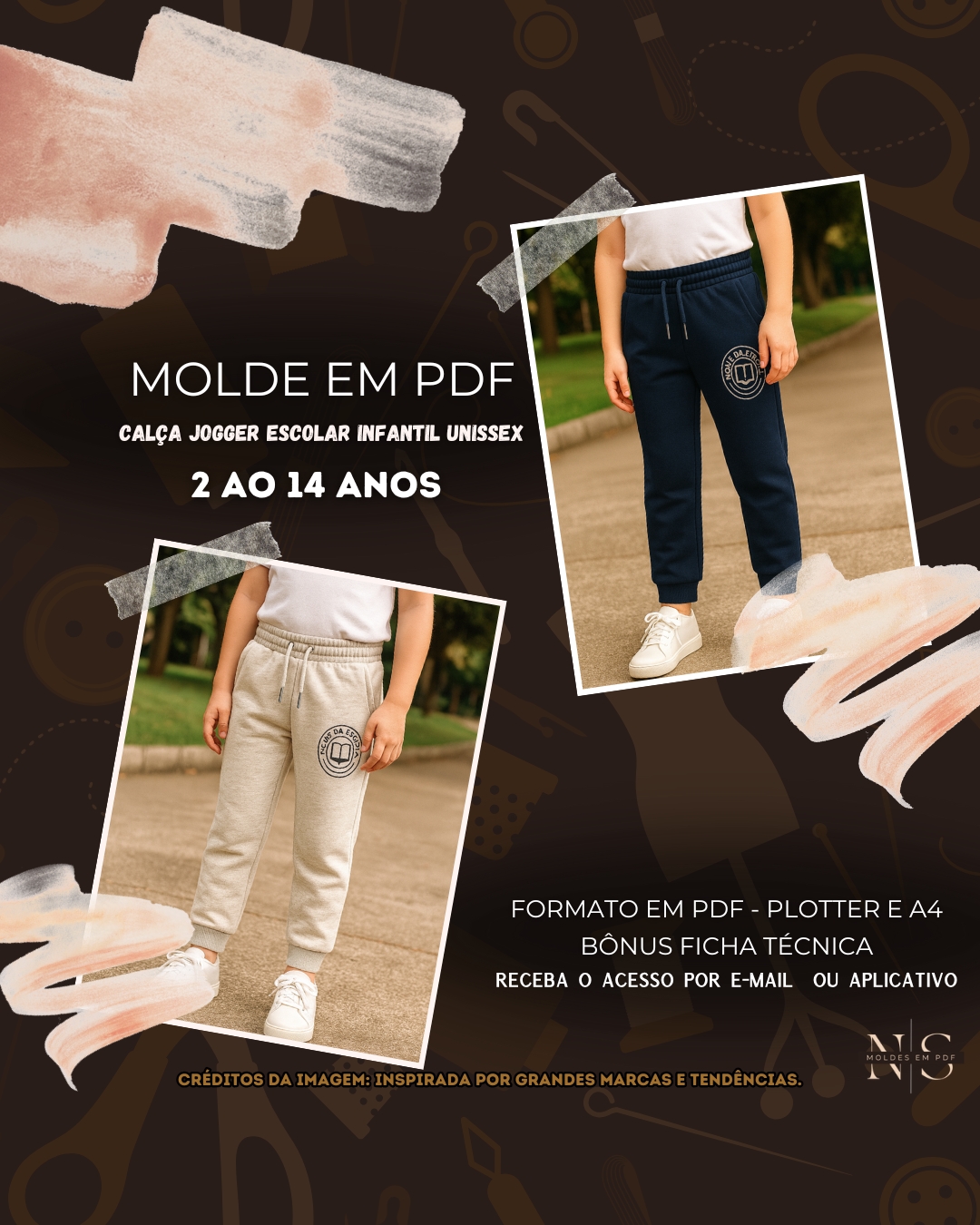 Molde em PDF - Calça Jogger Escolar Infantil Unissex