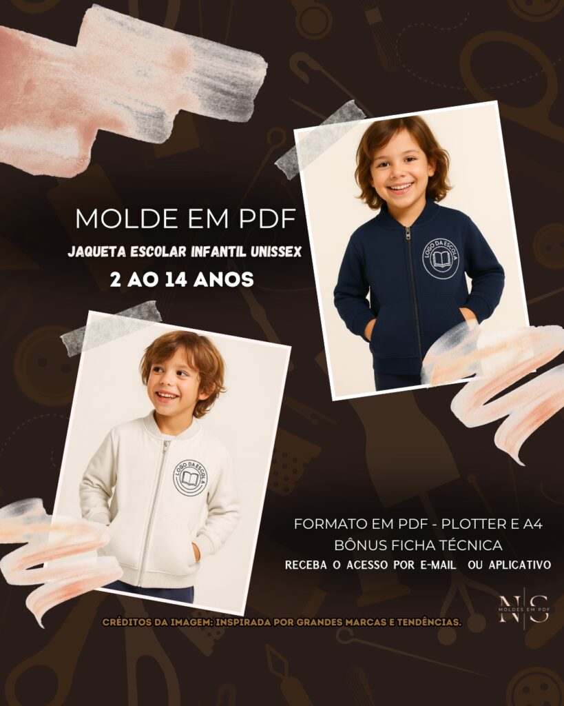 Molde em PDF - Jaqueta Escolar Infantil Unissex [2 ao 14 anos]