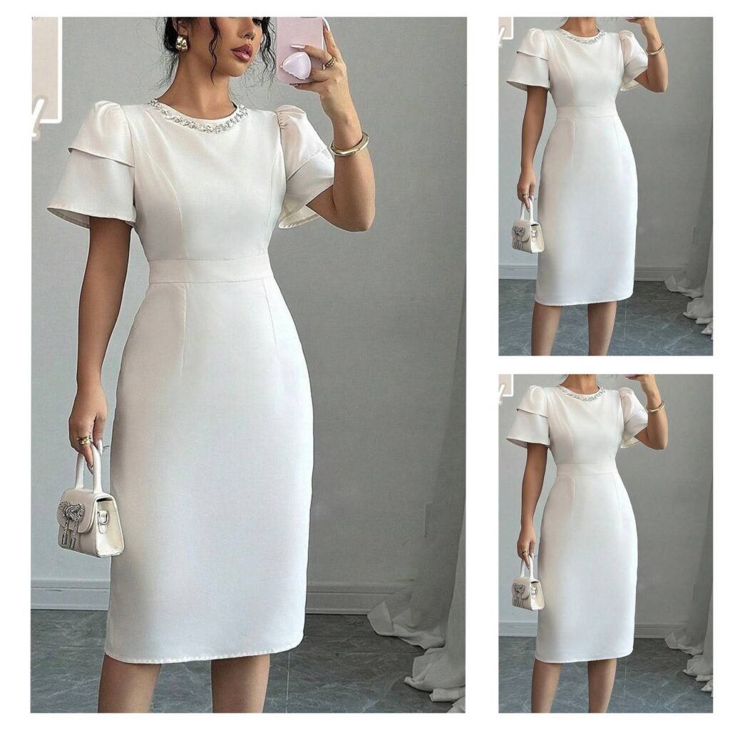 MOLDE EM PDF VESTIDO TUBINHO COM MANGA EM CAMADA