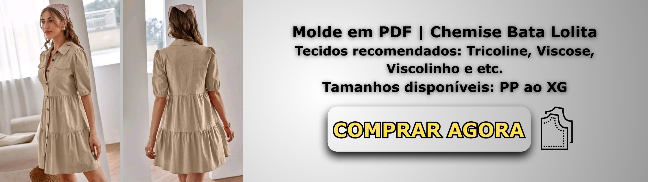 Molde em PDF Chemise Bata Lolita Banner de Vendas