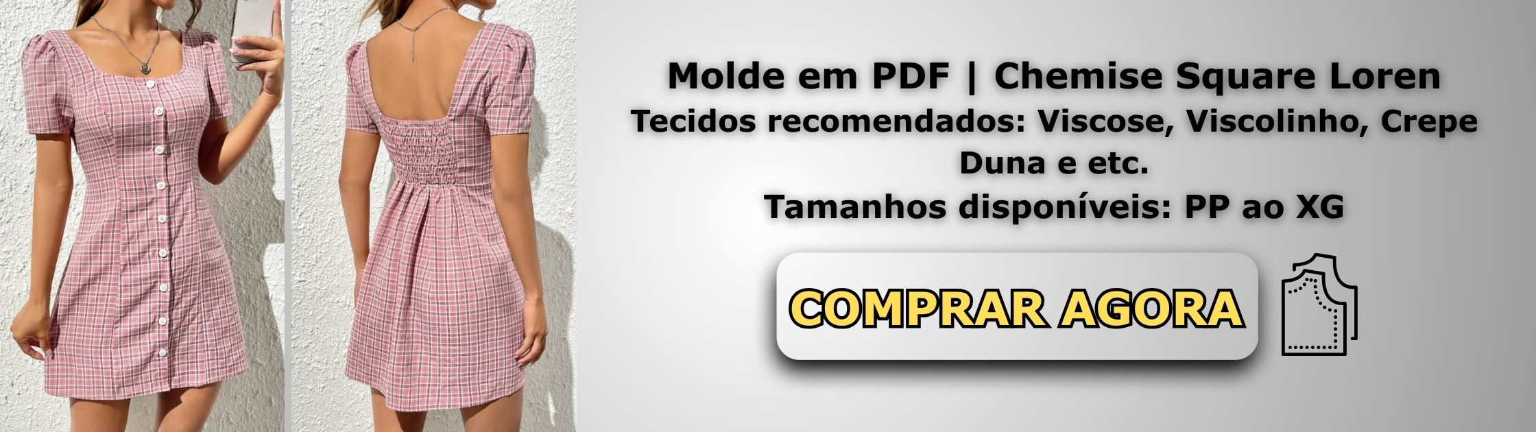 Molde em PDF Chemise Square Loren Banner de Vendas