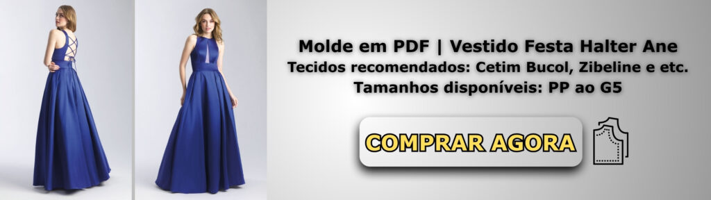 Molde em PDF Vestido Festa Halter Ane Banner de Vendas