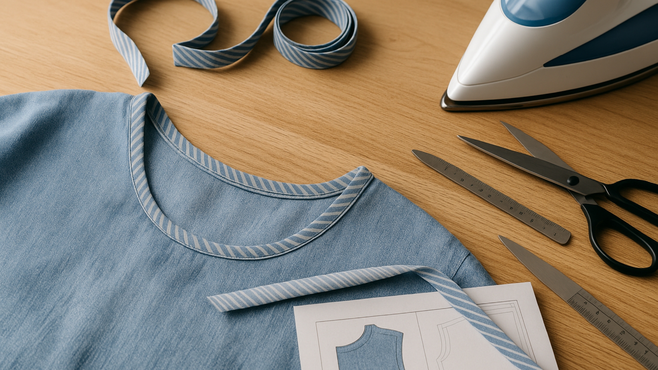 4. Viés embutido — Acabamento limpo e decorativo