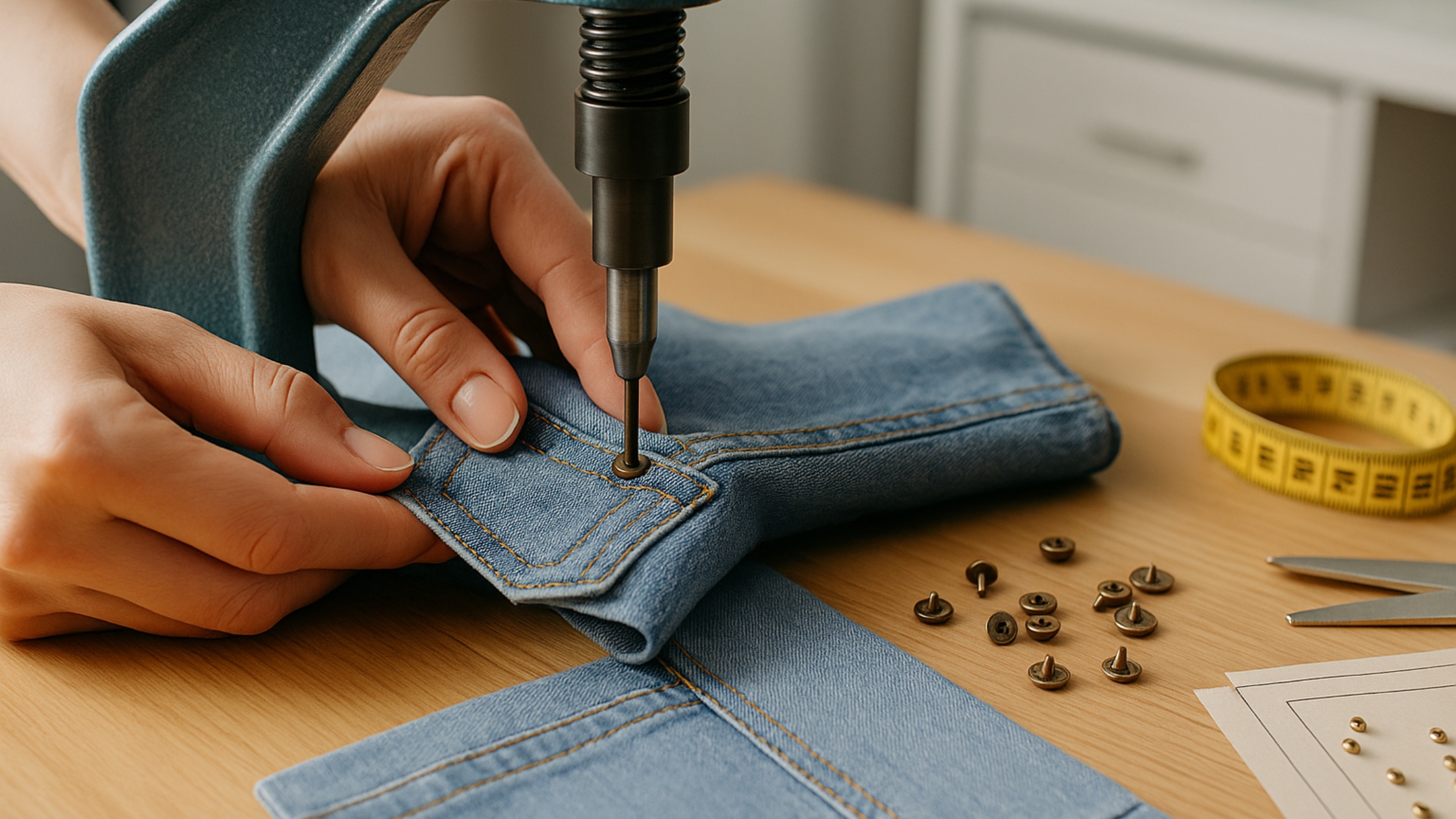 5. Reforço com rebites e travetes — Durabilidade e estilo