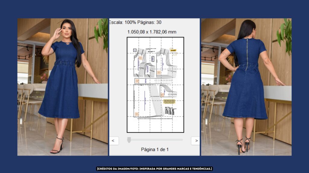 Banner Molde em PDF - Vestido Jeans Evasê Midi Madalena