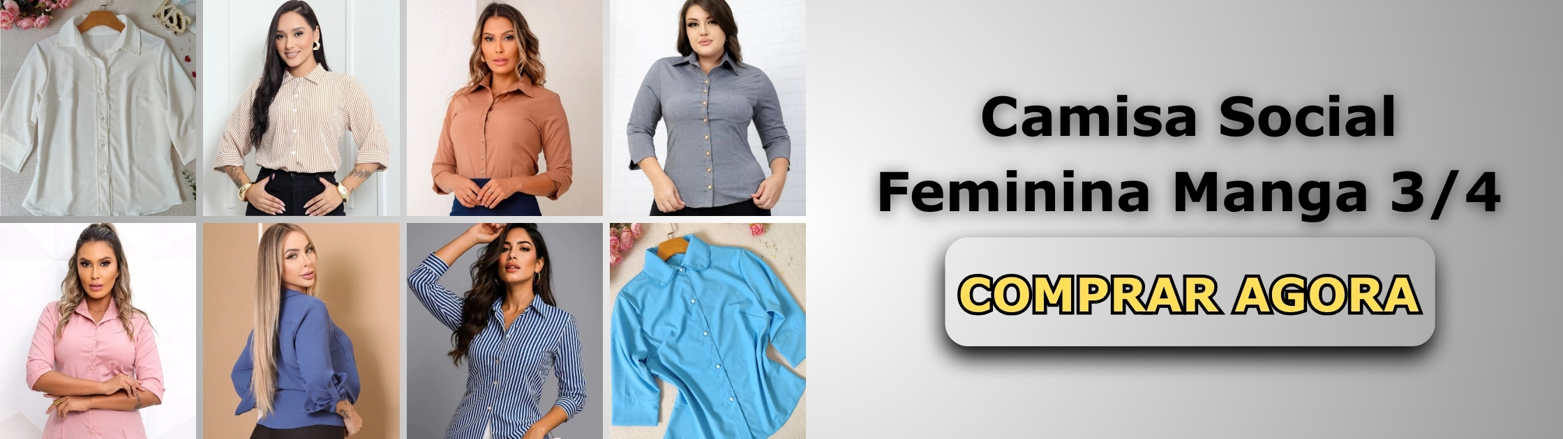 Camisa Social Feminina Manga 34 Banner de Vendas