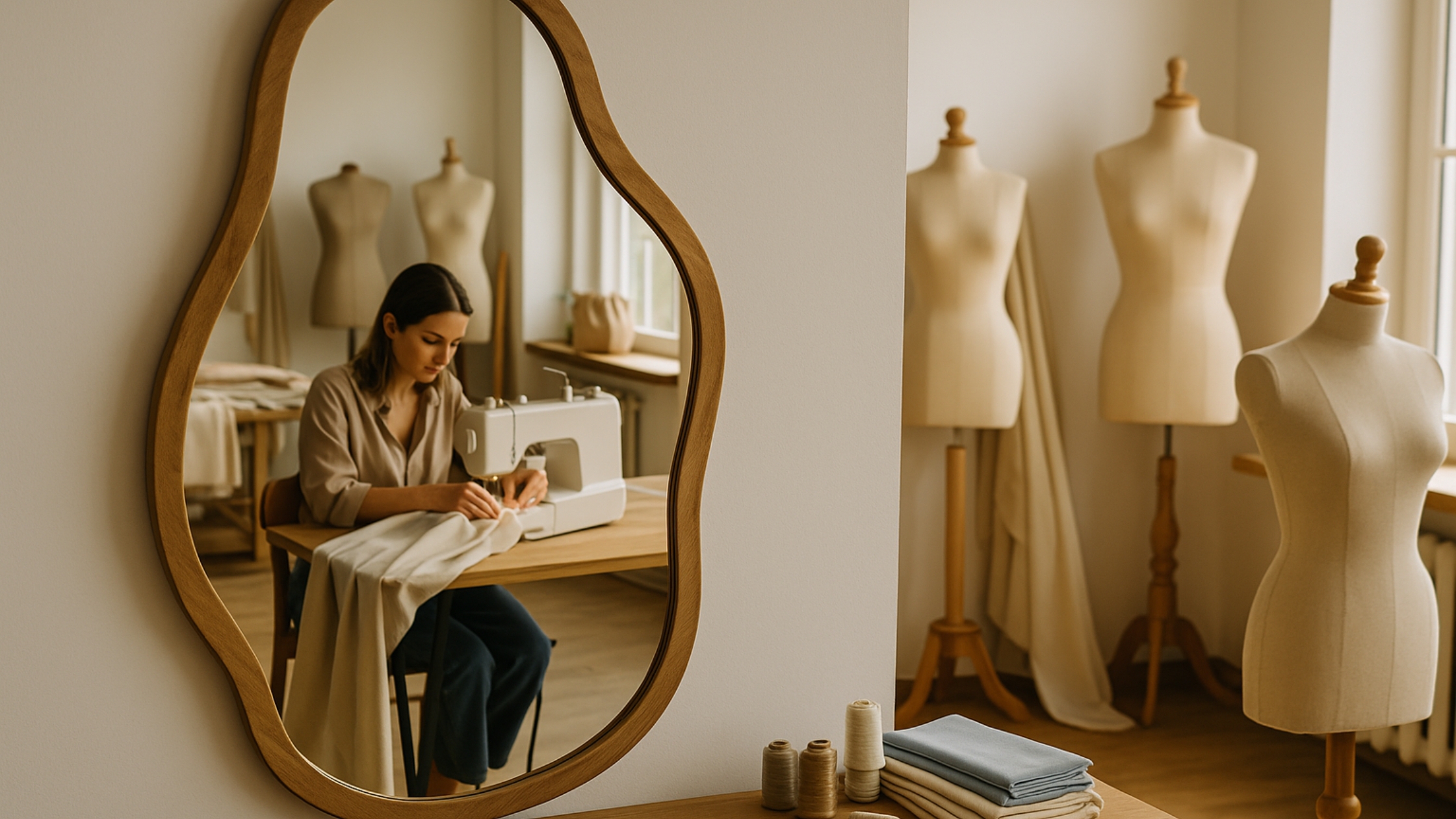 Espelho Orgânico para Ateliê de Costura Beleza, Funcionalidade e Inspiração em um Só Item