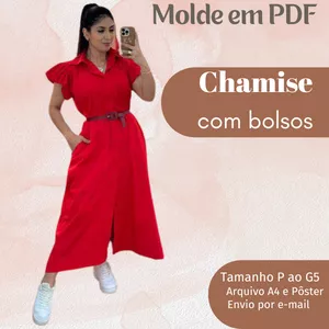 MOLDE EM PDF CHAMISE COM BOLSOS