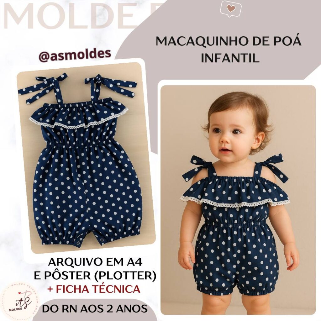 Macaquinho de Poá Infantil - Molde em PDF