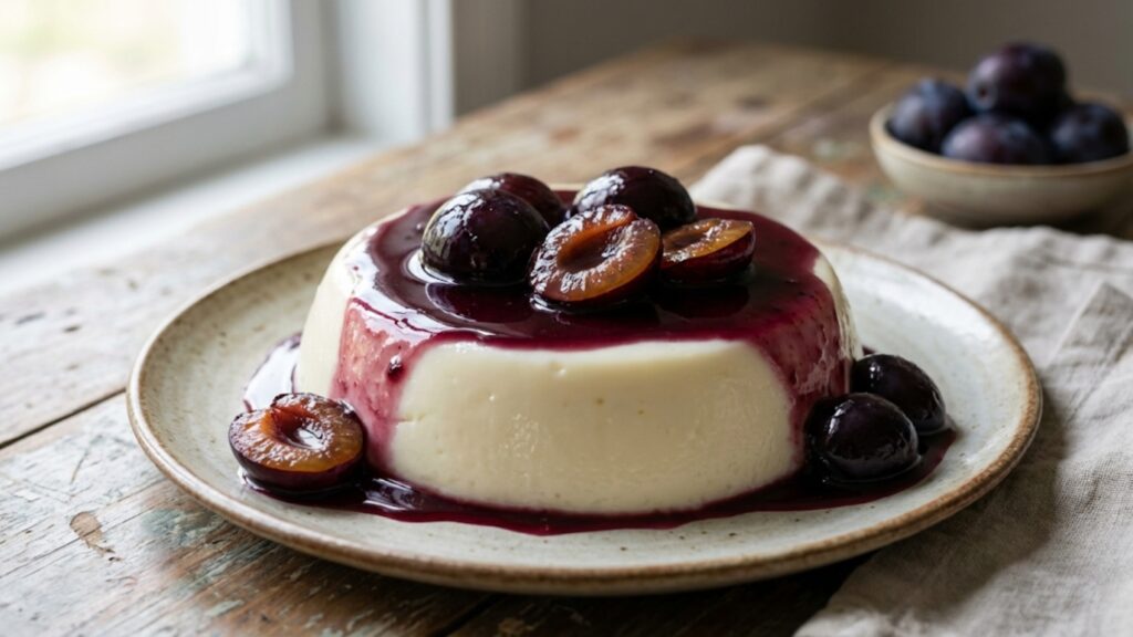 Manjar de Coco com Calda de Ameixa