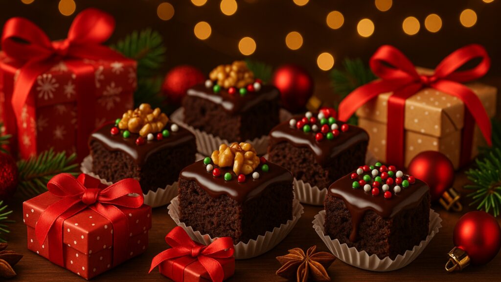 Mini Brownies com Cobertura de Ganache para Presentear