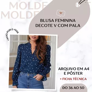 Molde Blusa Decote v Com Pala