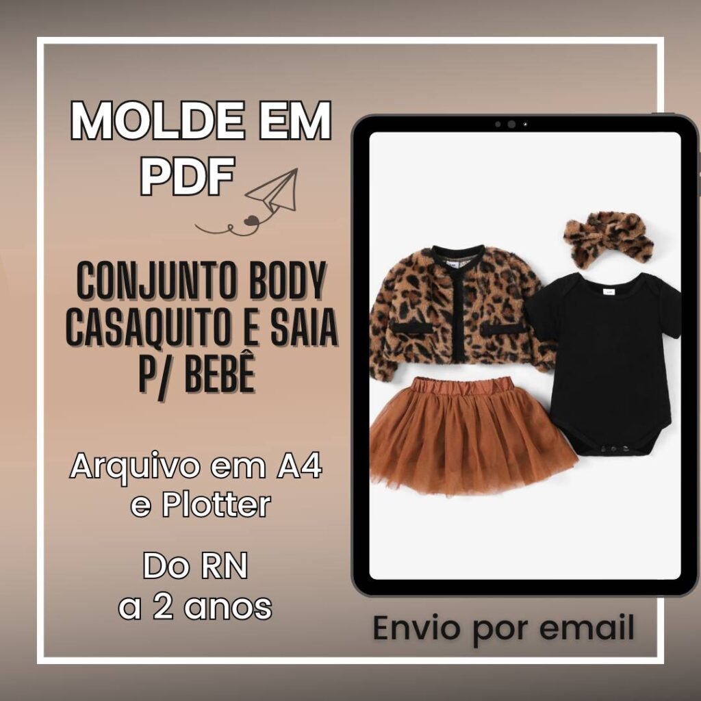 Molde Conjunto Body Casaqueto e Saia para Bebê