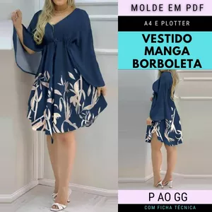 Molde Vestido Manga Borboleta